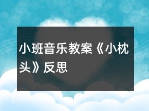 小班音乐教案《小枕头》反思