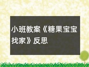 小班教案《糖果宝宝找家》反思