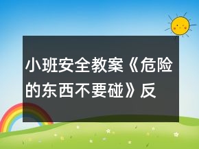 小班安全教案《危险的东西不要碰》反思