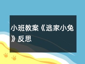 小班教案《逃家小兔》反思