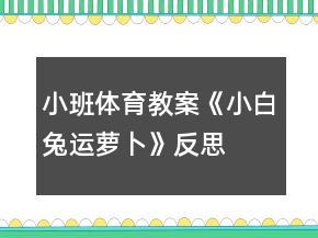 小班体育教案《小白兔运萝卜》反思