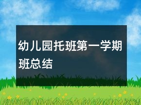 幼儿园托班第一学期班总结