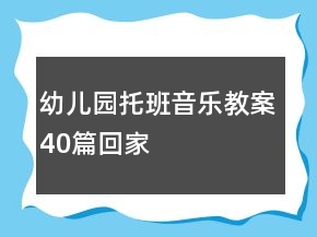 幼儿园托班音乐教案40篇回家