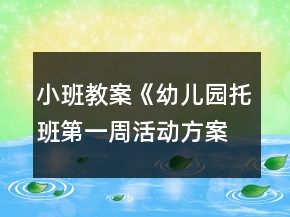 小班教案《幼儿园托班第一周活动方案》