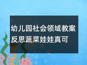 幼儿园社会领域教案反思:蔬菜娃娃真可爱