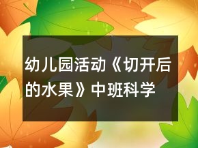 幼儿园活动《切开后的水果》中班科学教案反思
