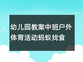 幼儿园教案中班户外体育活动：蚂蚁找食物