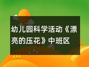 幼儿园科学活动《漂亮的压花》中班区域游戏方案