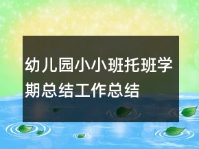 幼儿园小小班托班学期总结工作总结