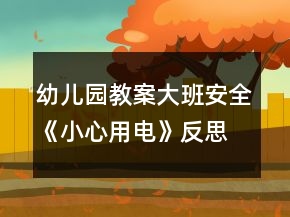 幼儿园教案大班安全《小心用电》反思