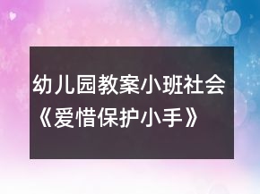 幼儿园教案小班社会《爱惜保护小手》反思