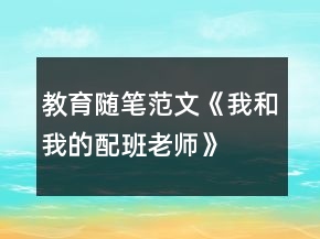 教育随笔范文《我和我的配班老师》