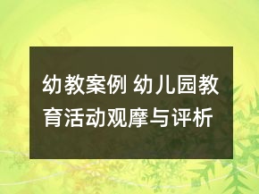 幼教案例 幼儿园教育活动观摩与评析