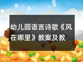 幼儿园语言诗歌《风在哪里》教案及教学反思