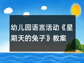 幼儿园语言活动《星期天的兔子》教案及教学反思