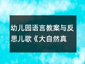 幼儿园语言教案与反思儿歌《大自然真漂亮》