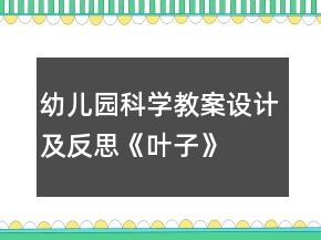 幼儿园科学教案设计及反思《叶子》