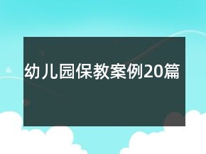幼儿园保教案例20篇