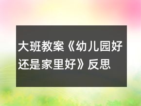 大班教案《幼儿园好还是家里好》反思