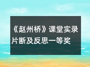 《赵州桥》课堂实录片断及反思一等奖