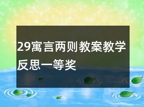 29寓言两则教案教学反思一等奖
