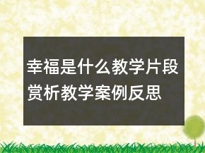 幸福是什么教学片段赏析教学案例反思一等奖