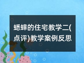 蟋蟀的住宅教学二(点评)教学案例反思一等奖