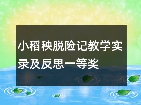 小稻秧脱险记教学实录及反思一等奖