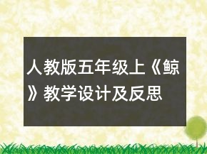人教版五年级上《鲸》教学设计及反思一等奖