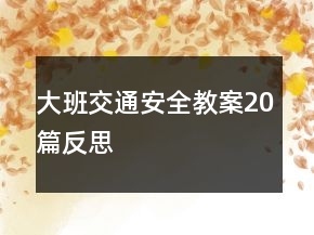 大班交通安全教案20篇反思