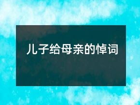 儿子给母亲的悼词