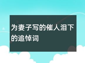 为妻子写的催人泪下的追悼词