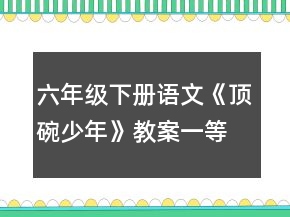 六年级下册语文《顶碗少年》教案一等奖