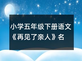小学五年级下册语文《再见了亲人》名师教案一等奖