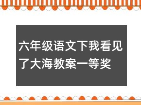 六年级语文下我看见了大海教案一等奖