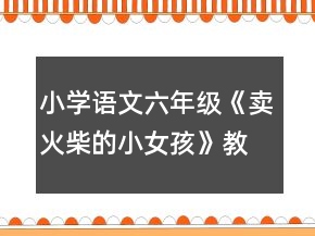小学语文六年级《卖火柴的小女孩》教案一等奖