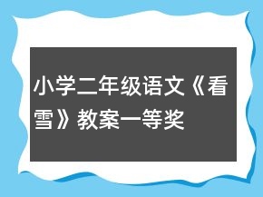 小学二年级语文《看雪》教案一等奖