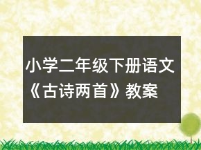 小学二年级下册语文《古诗两首》教案一等奖
