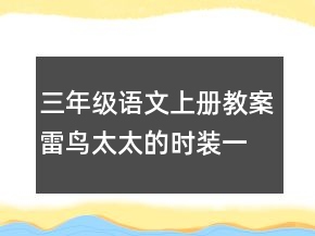 三年级语文上册教案：雷鸟太太的时装一等奖
