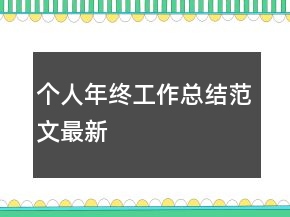 个人年终工作总结范文最新