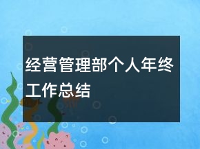 经营管理部个人年终工作总结