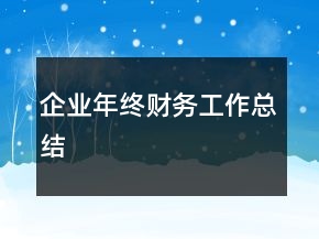 企业年终财务工作总结