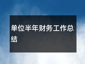 单位半年财务工作总结