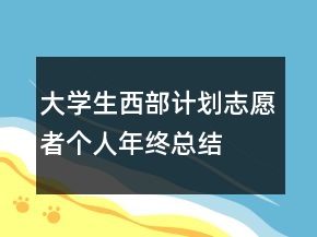 大学生西部计划志愿者个人年终总结