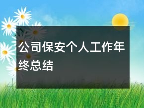 公司保安个人工作年终总结