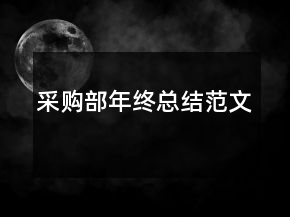 采购部年终总结范文