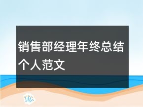 销售部经理年终总结个人范文