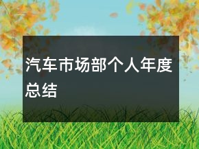 汽车市场部个人年度总结