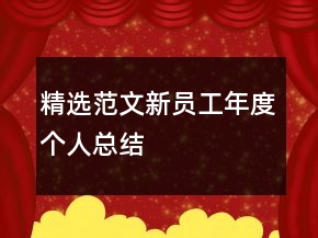 精选范文新员工年度个人总结
