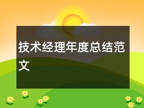 技术经理年度总结范文